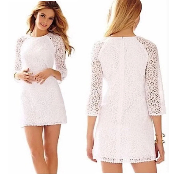 New! Lilly Pulitzer Rylee Resort White Lace Shift Mini Dress 26013